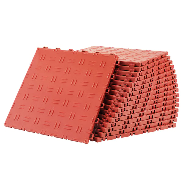 Garagegulvfliser, 30.5x30.5x1.3 cm, Rød, Skridsikre