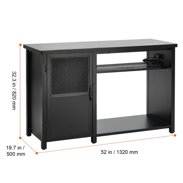 Akvariebord, 132x50x82 cm, Sort, Stål og MDF opbevaring