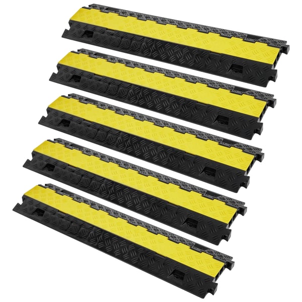 Kabelbeskytter rampe, 2 kanaler, 91,8x25x4,3 cm, sort gul, kraftig TPU