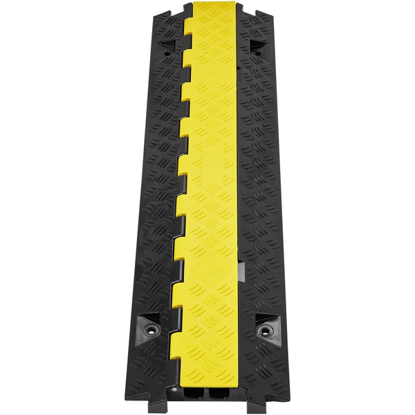 Kabelbeskytter rampe, 2 kanaler, 91,8x25x4,3 cm, sort gul, kraftig TPU