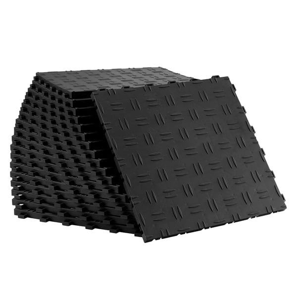 Garagegulvfliser, 30.5x30.5x1.3 cm, Sort, Skridsikkert gulv