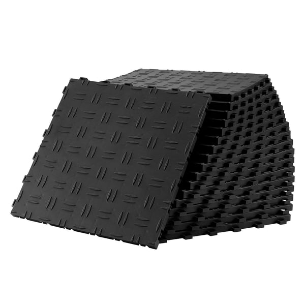 Garagegulvfliser, 30.5x30.5x1.3 cm, Sort, Skridsikkert gulv