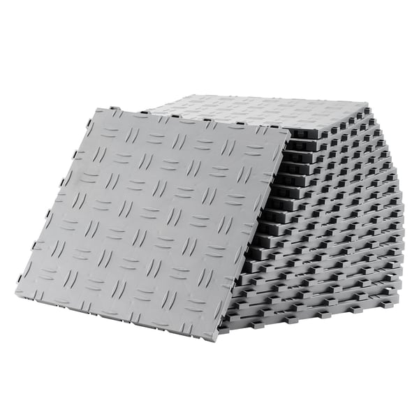 Garagegulvfliser, 30.5x30.5x1.34 cm, Sølv, Skridsikkert gulv