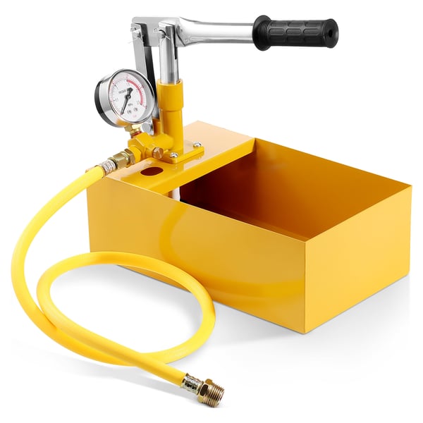 Hydrostatisk testpumpe, 1 m slange, 5 L tank, 25 bar, manuel, trykprøvetester