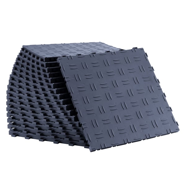 Garagegulvfliser, 30.5x30.5x1.34 cm, grå, skridsikkert gulv