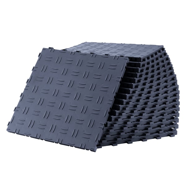 Garagegulvfliser, 30.5x30.5x1.34 cm, grå, skridsikkert gulv
