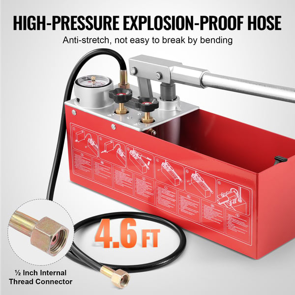 Hydrostatisk testpumpe, manuel hydraulisk trykprøvesæt, 10 L tank