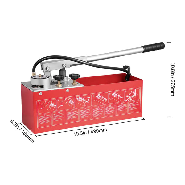 Hydrostatisk testpumpe, manuel hydraulisk trykprøvesæt, 10 L tank