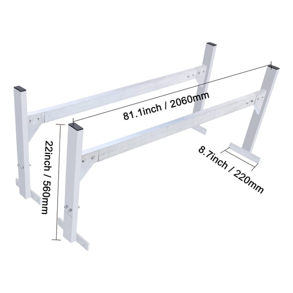 Pakettiauton kattoteline, 2 tankoa, 220x2060x560 mm, säädettävä alumiini