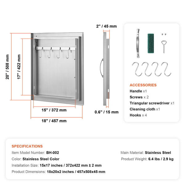 BBQ Lucka 45,7x50,8x4,5 cm Rostfritt Stål