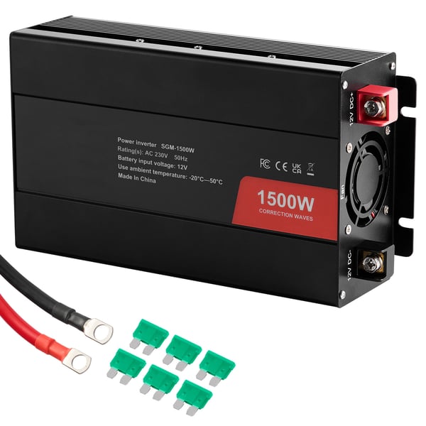 Power-invertteri, 1500W modifioitu siniaalto, 28x14,4x7,2 cm, alumiini