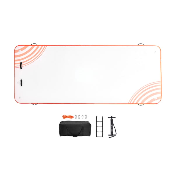 Ilmatäytteinen kelluva laituri 457x182 cm valkoinen oranssi, liukumaton PVC