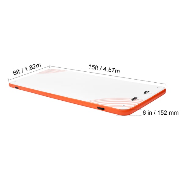 Ilmatäytteinen kelluva laituri 457x182 cm valkoinen oranssi, liukumaton PVC