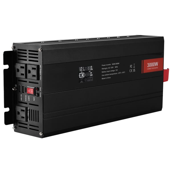 Ströminverter, 3000W Modifierad Sinusvåg, 41.5x16.4x8 cm, LCD-display