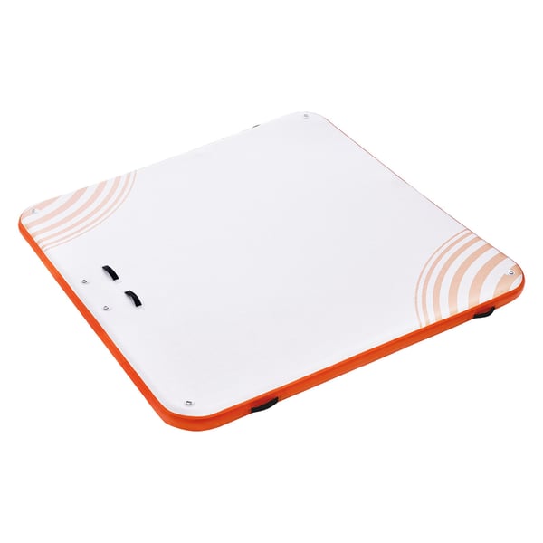 Ilmatäytteinen kelluva laituri 213x213x15,2 cm valkoinen oranssi, PVC, vesialusta