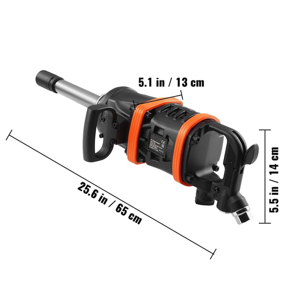 Luftdriven mutterdragare, 2,5 cm, 20 cm, pneumatisk, kraftig