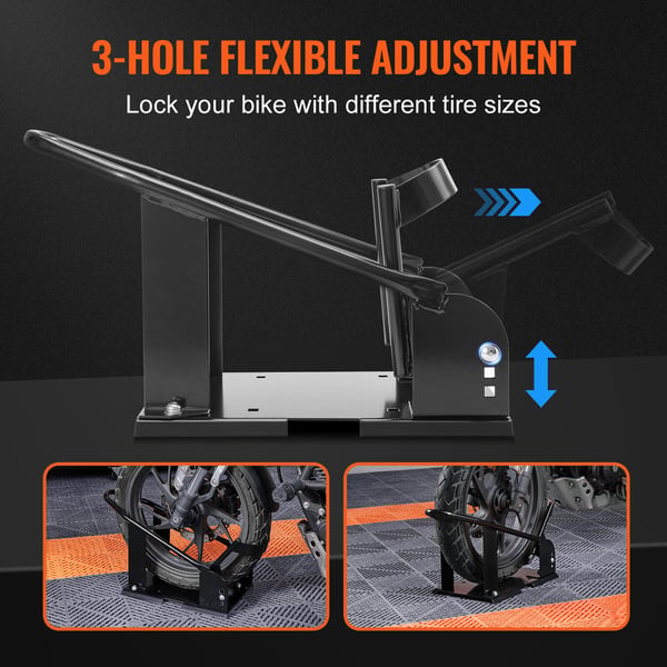 Motorcykelhjulholder, 61x24,7x32,7 cm, Justerbar, Stål