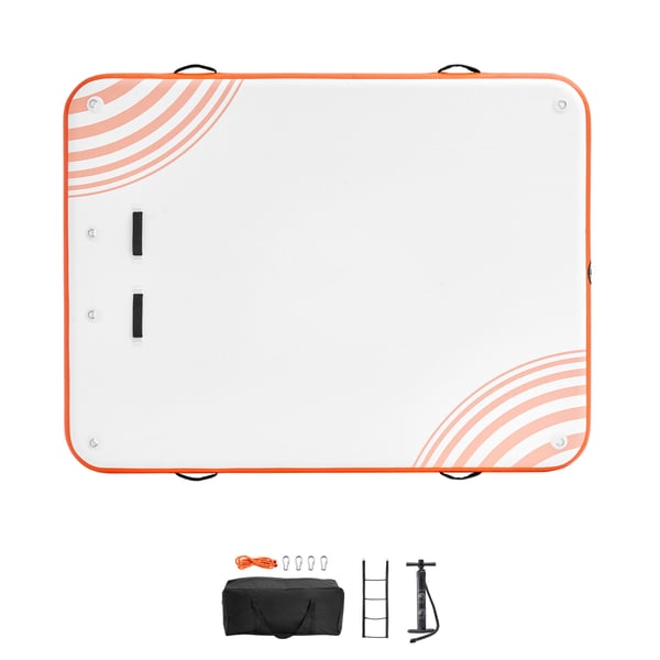 Ilmalla täytettävä kelluva laituri 243x182x15,2 cm valkoinen oranssi, liukumaton PVC