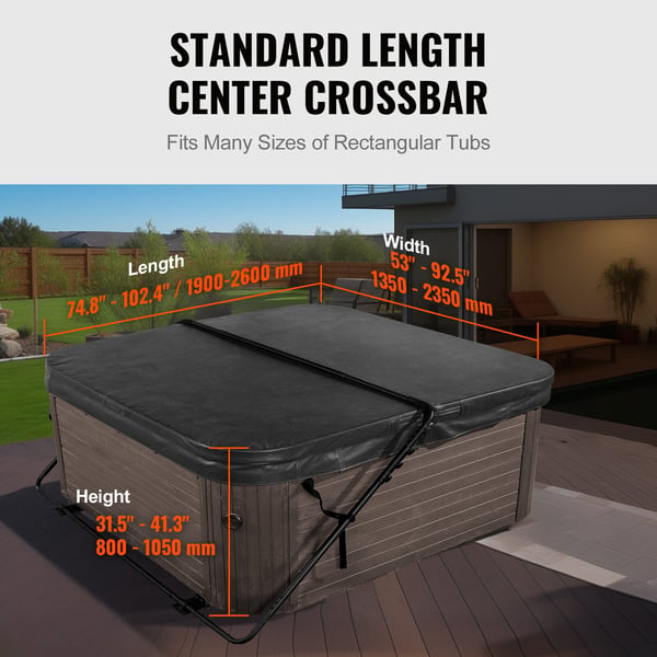 Varmtvandskar Coverløfter, Justerbar, 80x160x125 cm, Sort, Aluminium