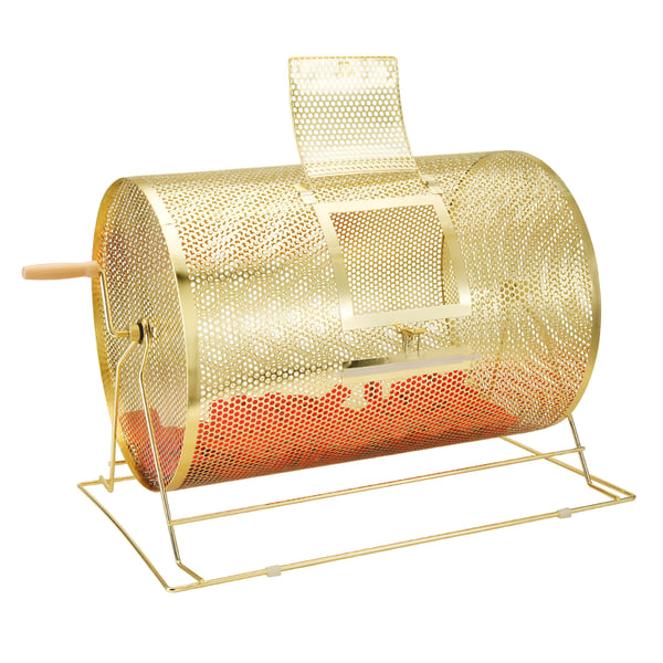 Lodtrækningstromle 37,6x54 cm messingmetal med træhåndtag