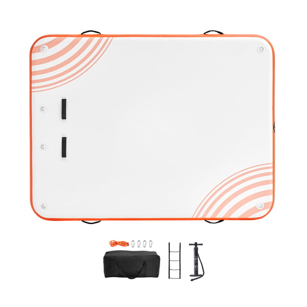 Uppblåsbar flytande brygga 304x243x15,2 cm vit orange, halkfri PVC