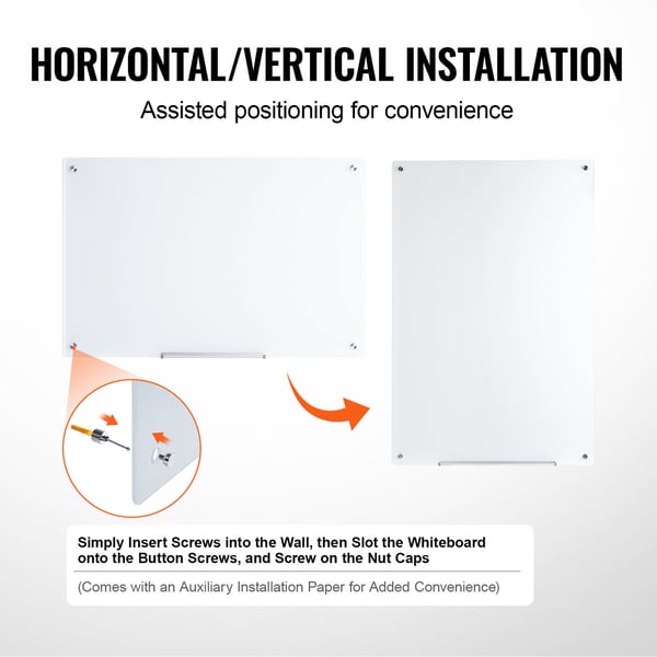 Magnetisk glas whiteboard 90x60x0,4 cm hvid, hærdet glas
