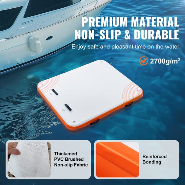 Oppustelig flydende dock, 182x152 cm, hvid, PVC skridsikker platform