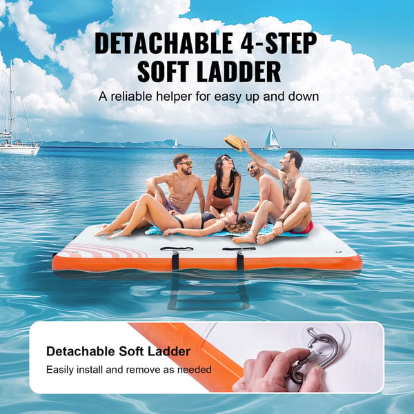 Oppustelig flydende dock, 182x152 cm, hvid, PVC skridsikker platform