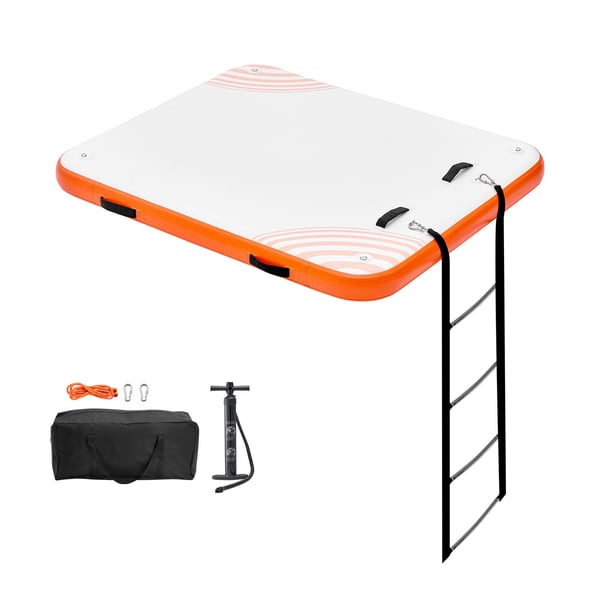 Oppustelig flydende dock, 182x152 cm, hvid, PVC skridsikker platform