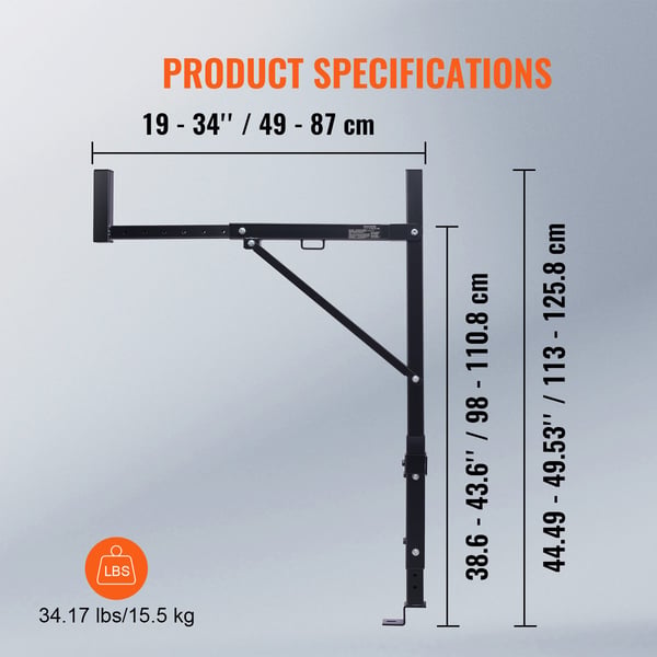 Lastbil Stigebærer, 49x87x98-110,8 cm, Sort, Stål