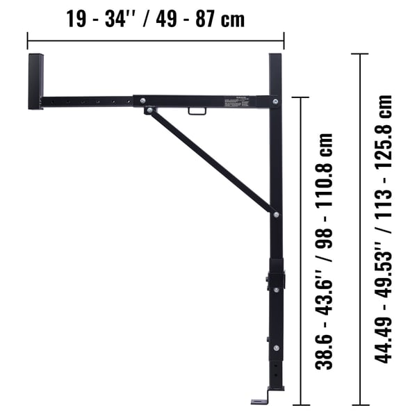 Lastbil Stigebærer, 49x87x98-110,8 cm, Sort, Stål