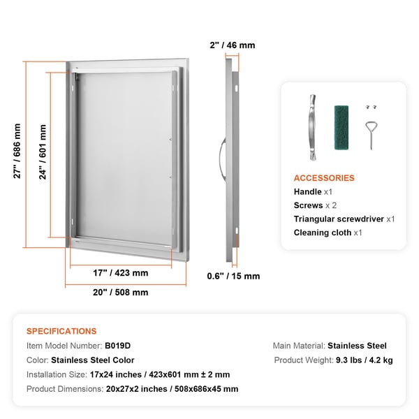BBQ-luuk 50,8x68,6 cm ruostumaton teräs