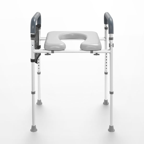 Forhøjet toiletsæde, 52.5x64x65.5-80.5 cm, Justerbar, Aluminium