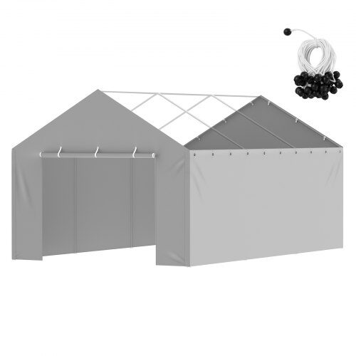 Carport udskiftningssidevæg, 610x364x95 cm, grå, vandtæt