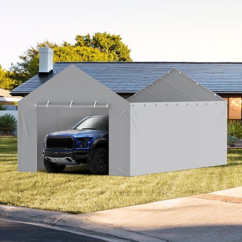 Carport udskiftningssidevæg, 610x364x95 cm, grå, vandtæt