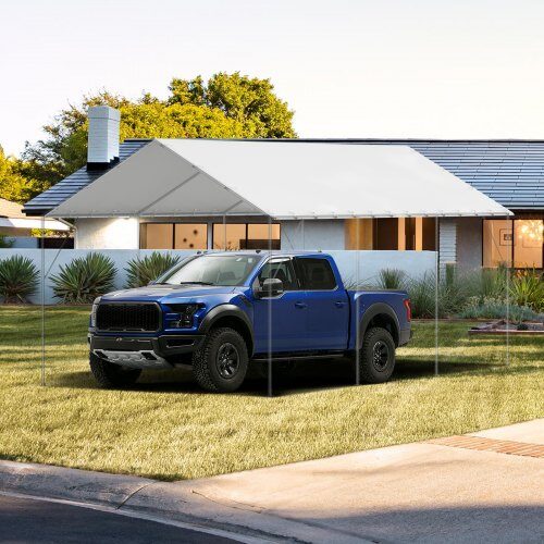 Carport erstatningsoverdækning, 600x330x85 cm, hvid, vandtæt