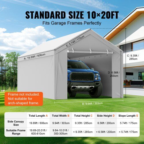 Carport udskiftningsovertræk 600x300x200 cm hvid, vandtæt