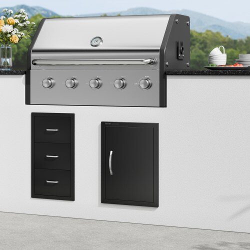 BBQ adgangsdør 41.5x57 cm sort, kold plade