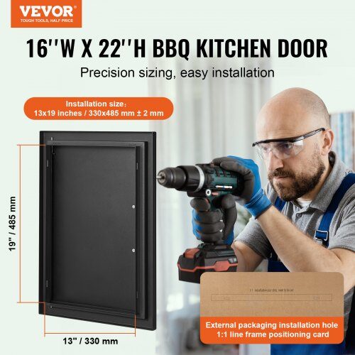 BBQ adgangsdør 41.5x57 cm sort, kold plade