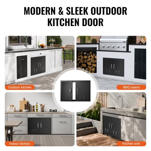 BBQ adgangsdør 76.2x53.3x4.6 cm sort, koldplade, udendørs køkken