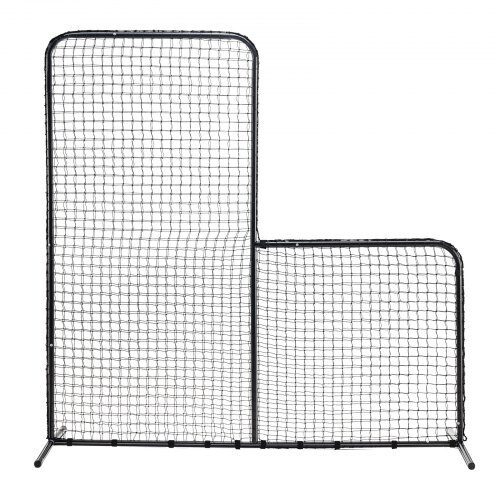 Baseballin syöttösuoja 213x96x213 cm musta, turvaverkko, siirrettävä