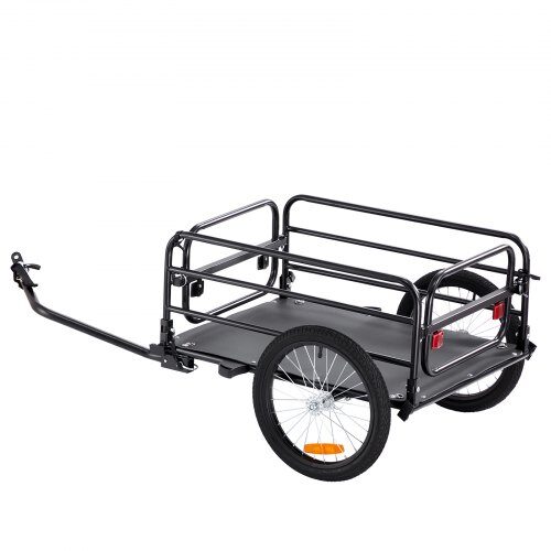 Cykel Lastvagn, 141x73x55 cm, Svart, Fällbar Stål
