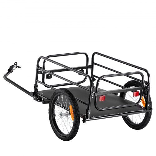 Cykel Lastvagn, 141x73x55 cm, Svart, Fällbar Stål
