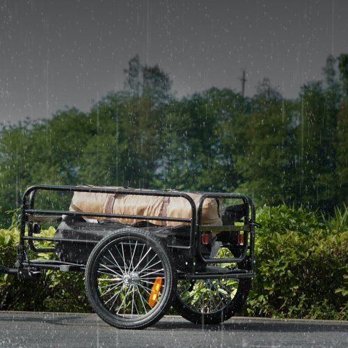 Cykel Lastvagn, 141x73x55 cm, Svart, Fällbar Stål