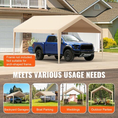 Carport Baldakin Overtræk 610x304x85 cm Beige, vandtæt, uden stel