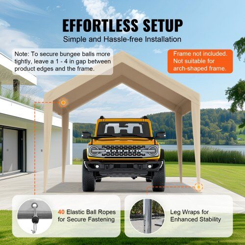 Carport Baldakin Overtræk 610x304x85 cm Beige, vandtæt, uden stel