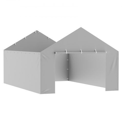 Carport baldakin sidevæg 600x395x195 cm grå, vandtæt, UV-beskyttelse