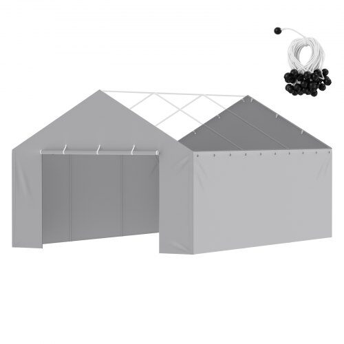 Carport baldakin sidevæg 600x395x195 cm grå, vandtæt, UV-beskyttelse