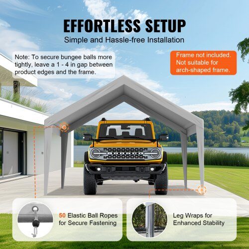 Carport ersättningsöverdrag 610x394x108 cm grå, vattentät