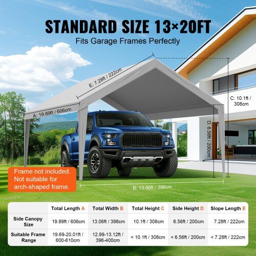 Carport ersättningsöverdrag 610x394x108 cm grå, vattentät